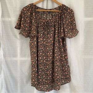 Chaps Butterfly Sleeve Top, Floral Print